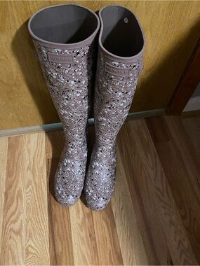 Hunter Pink Speckled Over-the-Knee Rain Boots